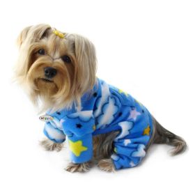 Stars and Clouds Fleece Turtleneck Pajamas (Color: Blue, size: Xl)