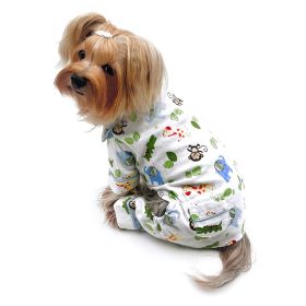 Zoo Animals Flannel Pajamas with 2 Pockets (Color: White, size: Xl)
